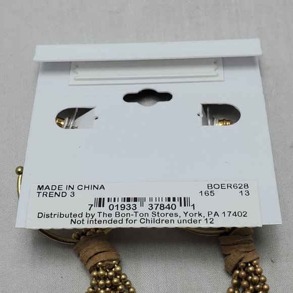 Relativity Gold tone Post Open Hoop Tassel Earrings - Picture 5 of 5